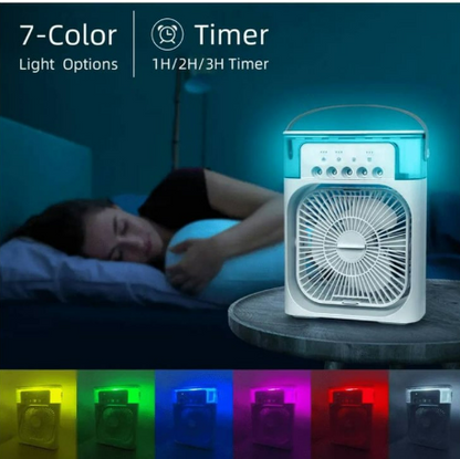 MINI VENTILADOR LUZ LED - HUMIDIFICADOR 3EN1
