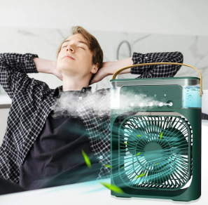 MINI VENTILADOR LUZ LED - HUMIDIFICADOR 3EN1