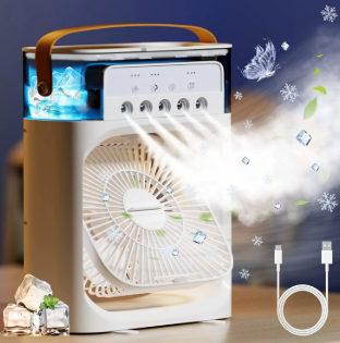 MINI VENTILADOR LUZ LED - HUMIDIFICADOR 3EN1
